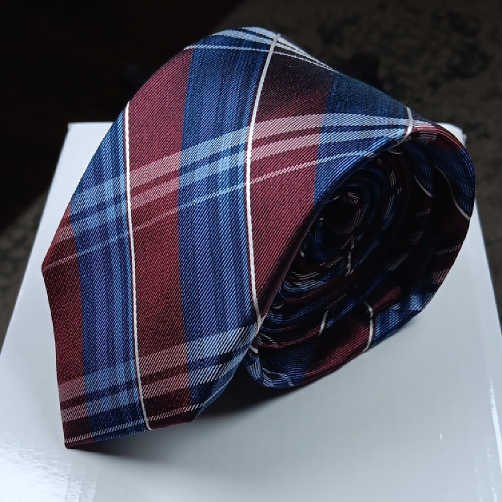 Pronto‎ Uomo Plantinum Plaid Silk Tie in Red and Blue